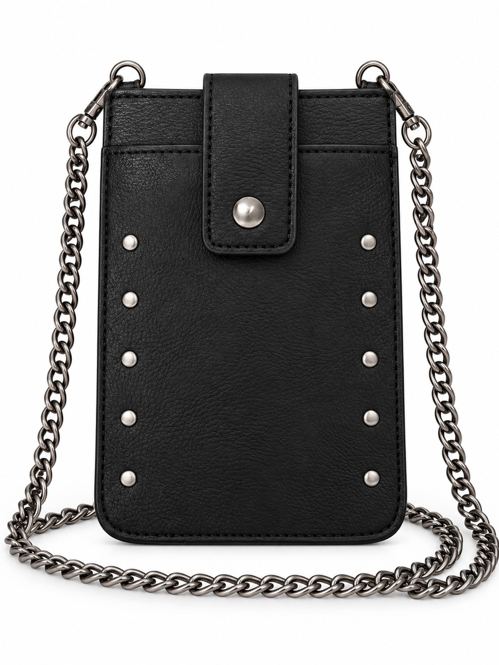 Simply Noelle Studded Faux Leather Crossbody Phone Pouch Purse Black